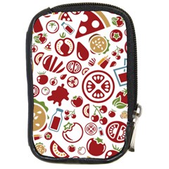 Pizza Seamless Pattern Background Compact Camera Leather Case