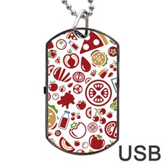 Pizza Seamless Pattern Background Dog Tag Usb Flash (two Sides)