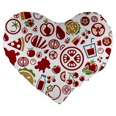 Pizza Seamless Pattern Background Large 19  Premium Heart Shape Cushions