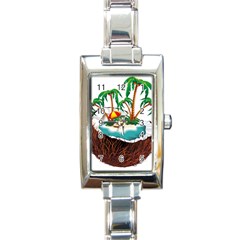 Coconut And Holiday Beach Food Rectangle Italian Charm Watch by Jancukart