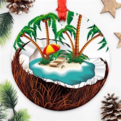 Coconut And Holiday Beach Food Ornament (round)