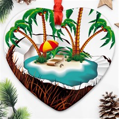 Coconut And Holiday Beach Food Ornament (heart)