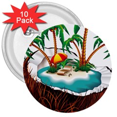 Coconut And Holiday Beach Food 3  Buttons (10 Pack) 