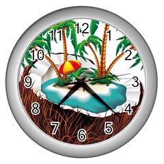 Coconut And Holiday Beach Food Wall Clock (silver)