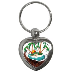 Coconut And Holiday Beach Food Key Chain (heart) by Jancukart