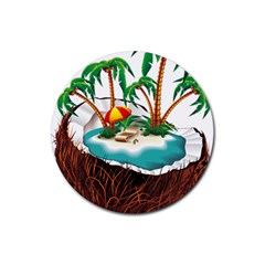 Coconut And Holiday Beach Food Rubber Coaster (round)