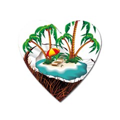 Coconut And Holiday Beach Food Heart Magnet by Jancukart