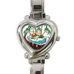 Coconut And Holiday Beach Food Heart Italian Charm Watch by Jancukart