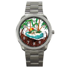 Coconut And Holiday Beach Food Sport Metal Watch by Jancukart