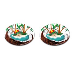 Coconut And Holiday Beach Food Cufflinks (oval)