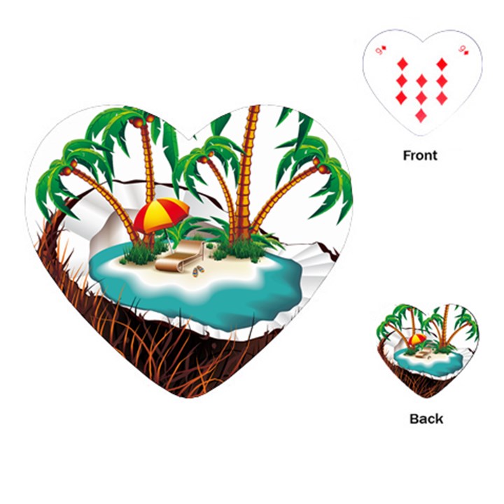 Coconut And Holiday Beach Food Playing Cards Single Design (Heart)