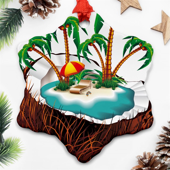 Coconut And Holiday Beach Food Ornament (Snowflake)