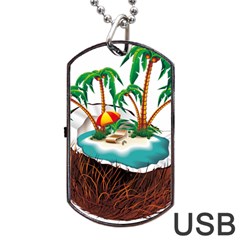 Coconut And Holiday Beach Food Dog Tag Usb Flash (one Side)