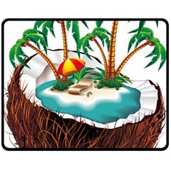 Coconut And Holiday Beach Food Double Sided Fleece Blanket (medium)  by Jancukart