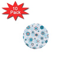 Beautifule Snowflake Decorative Pattern Seamless 1  Mini Buttons (10 Pack)  by Jancukart