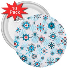 Beautifule Snowflake Decorative Pattern Seamless 3  Buttons (10 Pack) 