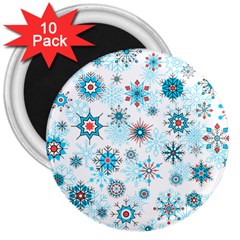 Beautifule Snowflake Decorative Pattern Seamless 3  Magnets (10 Pack) 