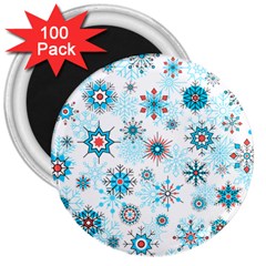 Beautifule Snowflake Decorative Pattern Seamless 3  Magnets (100 Pack)