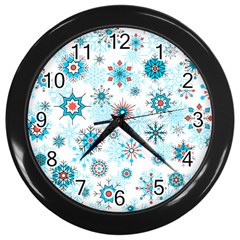 Beautifule Snowflake Decorative Pattern Seamless Wall Clock (black)