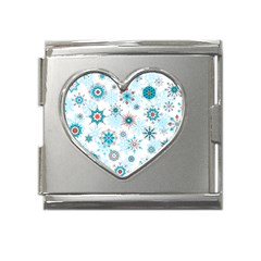 Beautifule Snowflake Decorative Pattern Seamless Mega Link Heart Italian Charm (18mm) by Jancukart