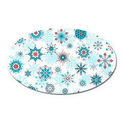 Beautifule Snowflake Decorative Pattern Seamless Oval Magnet by Jancukart