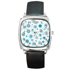 Beautifule Snowflake Decorative Pattern Seamless Square Metal Watch by Jancukart