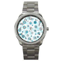 Beautifule Snowflake Decorative Pattern Seamless Sport Metal Watch by Jancukart