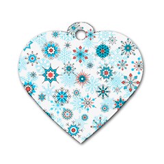 Beautifule Snowflake Decorative Pattern Seamless Dog Tag Heart (two Sides)