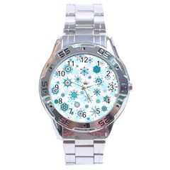 Beautifule Snowflake Decorative Pattern Seamless Stainless Steel Analogue Watch by Jancukart