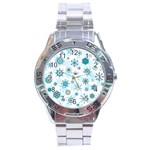 Beautifule Snowflake Decorative Pattern Seamless Stainless Steel Analogue Watch Front