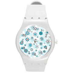 Beautifule Snowflake Decorative Pattern Seamless Round Plastic Sport Watch (m) by Jancukart