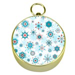 Beautifule Snowflake Decorative Pattern Seamless Gold Compasses Front