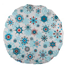 Beautifule Snowflake Decorative Pattern Seamless Large 18  Premium Flano Round Cushions