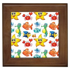 Fish Ocean Water Sea Life Seamless Background Framed Tile