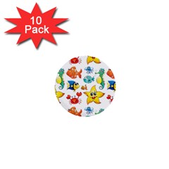 Fish Ocean Water Sea Life Seamless Background 1  Mini Buttons (10 Pack) 