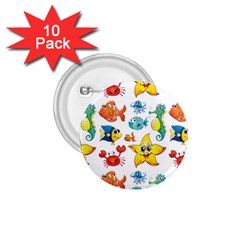 Fish Ocean Water Sea Life Seamless Background 1 75  Buttons (10 Pack)