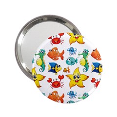 Fish Ocean Water Sea Life Seamless Background 2 25  Handbag Mirrors by Jancukart