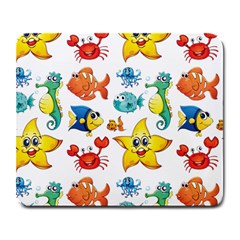 Fish Ocean Water Sea Life Seamless Background Large Mousepad by Jancukart