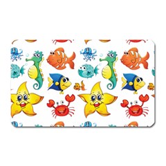 Fish Ocean Water Sea Life Seamless Background Magnet (rectangular) by Jancukart