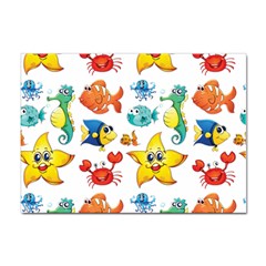 Fish Ocean Water Sea Life Seamless Background Sticker A4 (10 Pack) by Jancukart