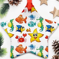 Fish Ocean Water Sea Life Seamless Background Star Ornament (two Sides)