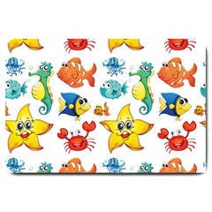 Fish Ocean Water Sea Life Seamless Background Large Doormat