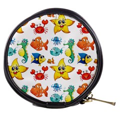 Fish Ocean Water Sea Life Seamless Background Mini Makeup Bag