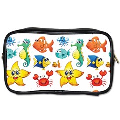 Fish Ocean Water Sea Life Seamless Background Toiletries Bag (two Sides)