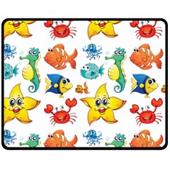 Fish Ocean Water Sea Life Seamless Background Fleece Blanket (medium)  by Jancukart