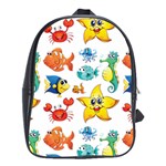 Fish Ocean Water Sea Life Seamless Background School Bag (XL) Front