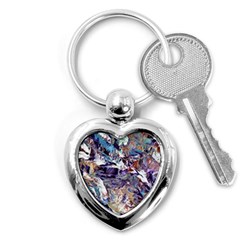 Abstract Cross Currents Key Chain (heart) by kaleidomarblingart