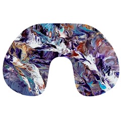 Abstract Cross Currents Travel Neck Pillow by kaleidomarblingart