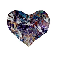 Abstract Cross Currents Standard 16  Premium Flano Heart Shape Cushions by kaleidomarblingart