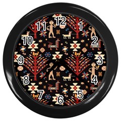 Carpet-symbols Wall Clock (black) by Gohar